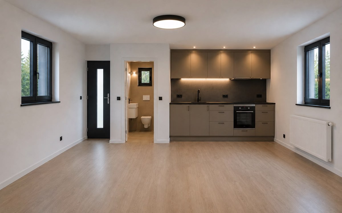Garage nach dem Umbau zu Wohnraum